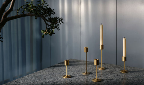 Cast Brass Candleholder Set